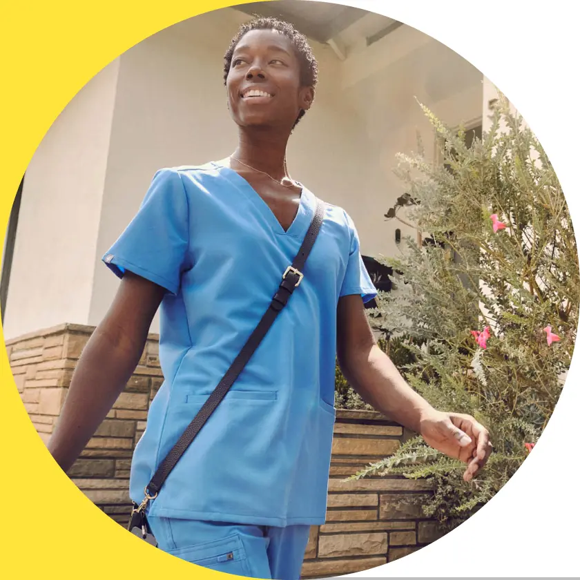 image of a user walking happily